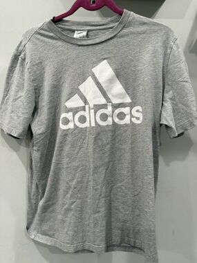 adidas Light Gray Crewneck Tee with White Graphic